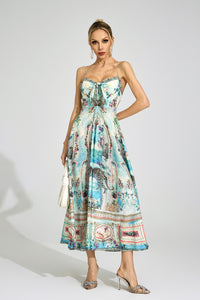 Lorthane Green Print Maxi Dress