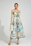 Lorthane Green Print Maxi Dress
