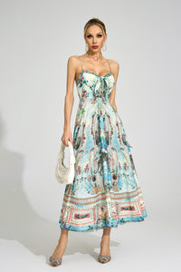 Lorthane Green Print Maxi Dress