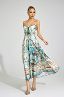 Lorthane Green Print Maxi Dress