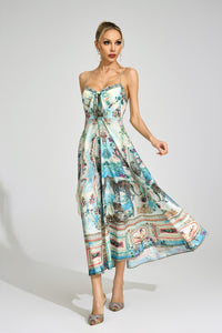 Lorthane Green Print Maxi Dress