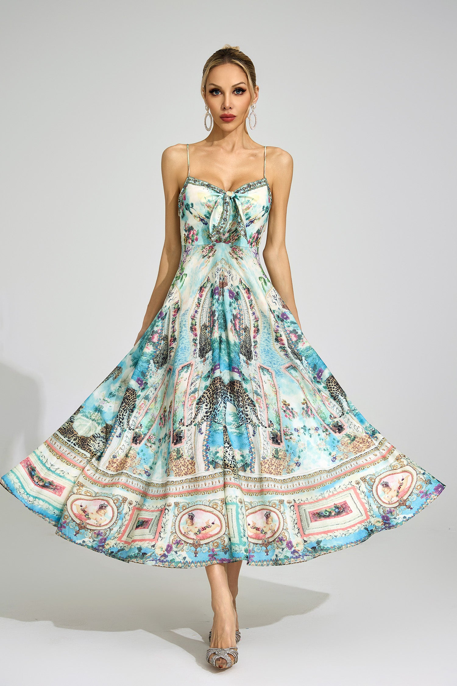 Lorthane Green Print Maxi Dress