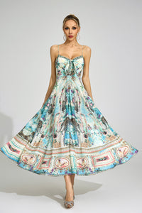 Lorthane Green Print Maxi Dress
