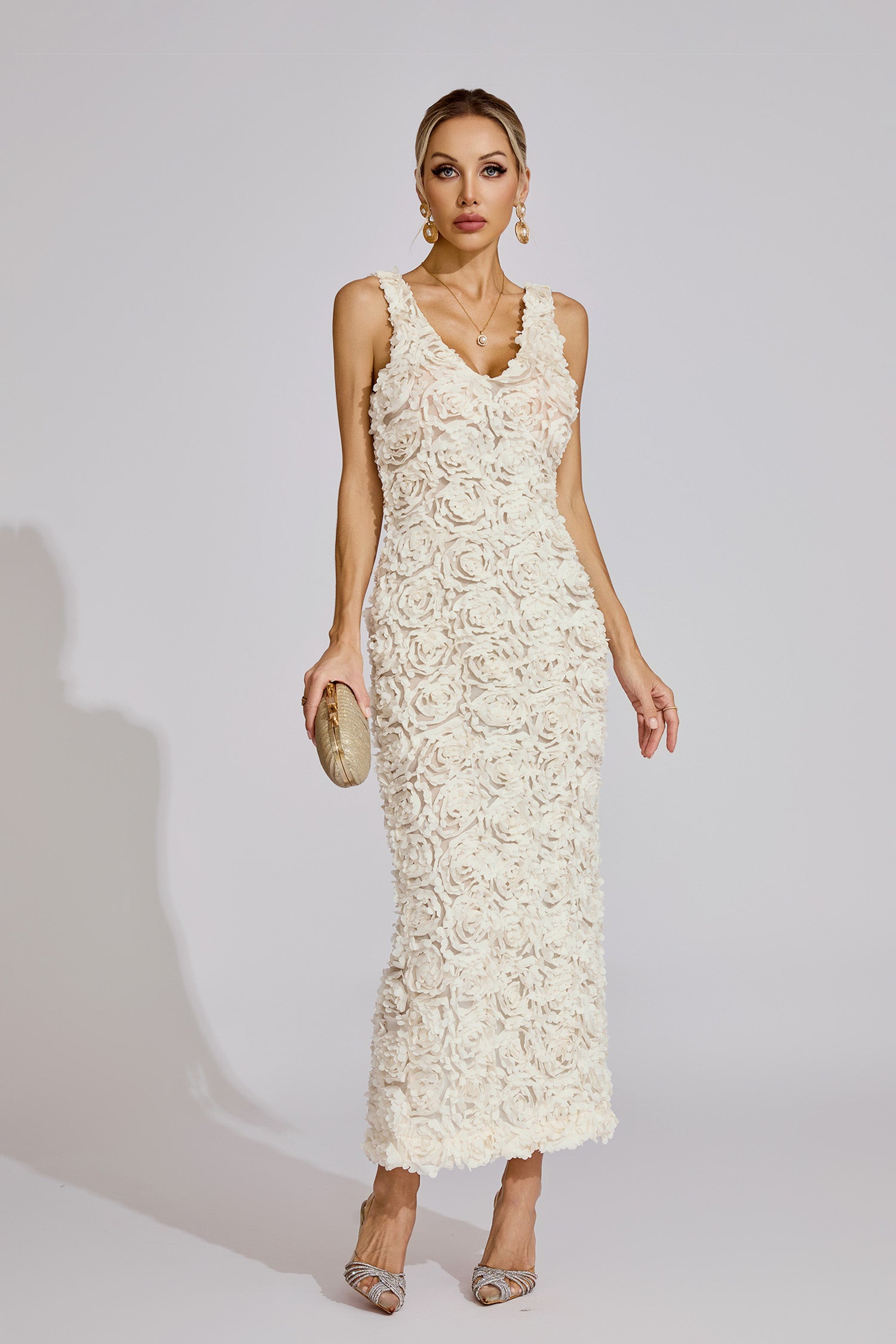 Gryoxin Floral Maxi Dress In White