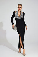Barbra Diamond Halter Maxi Dress