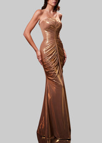 Ceylune Pleated Fishtail Maxi Dress