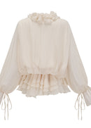 Capriana Floral-Appliqué Tiered Mini Dress In Neutrals