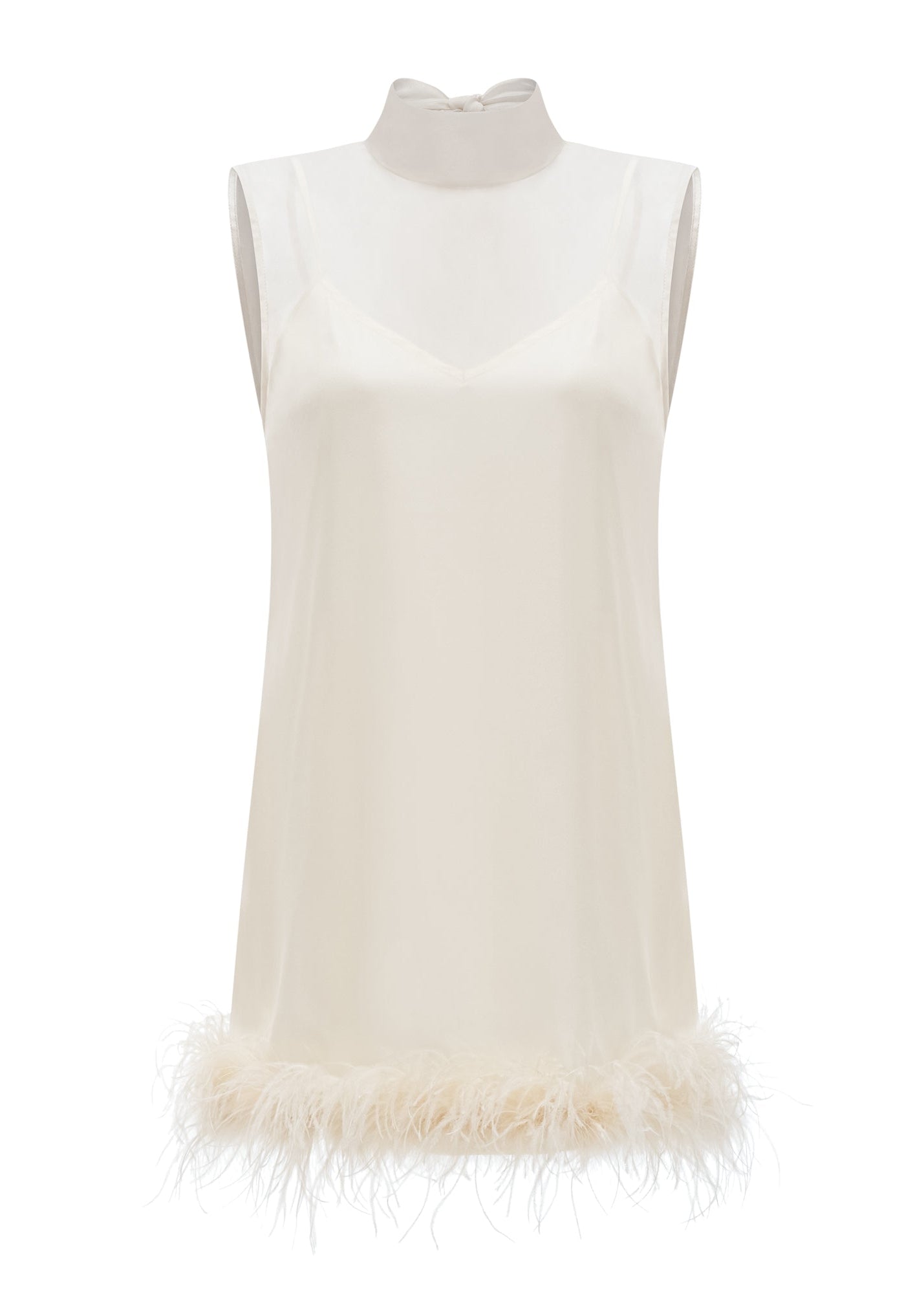 Anastasia White Feather Trim Mini Dress