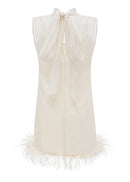 Anastasia White Feather Trim Mini Dress