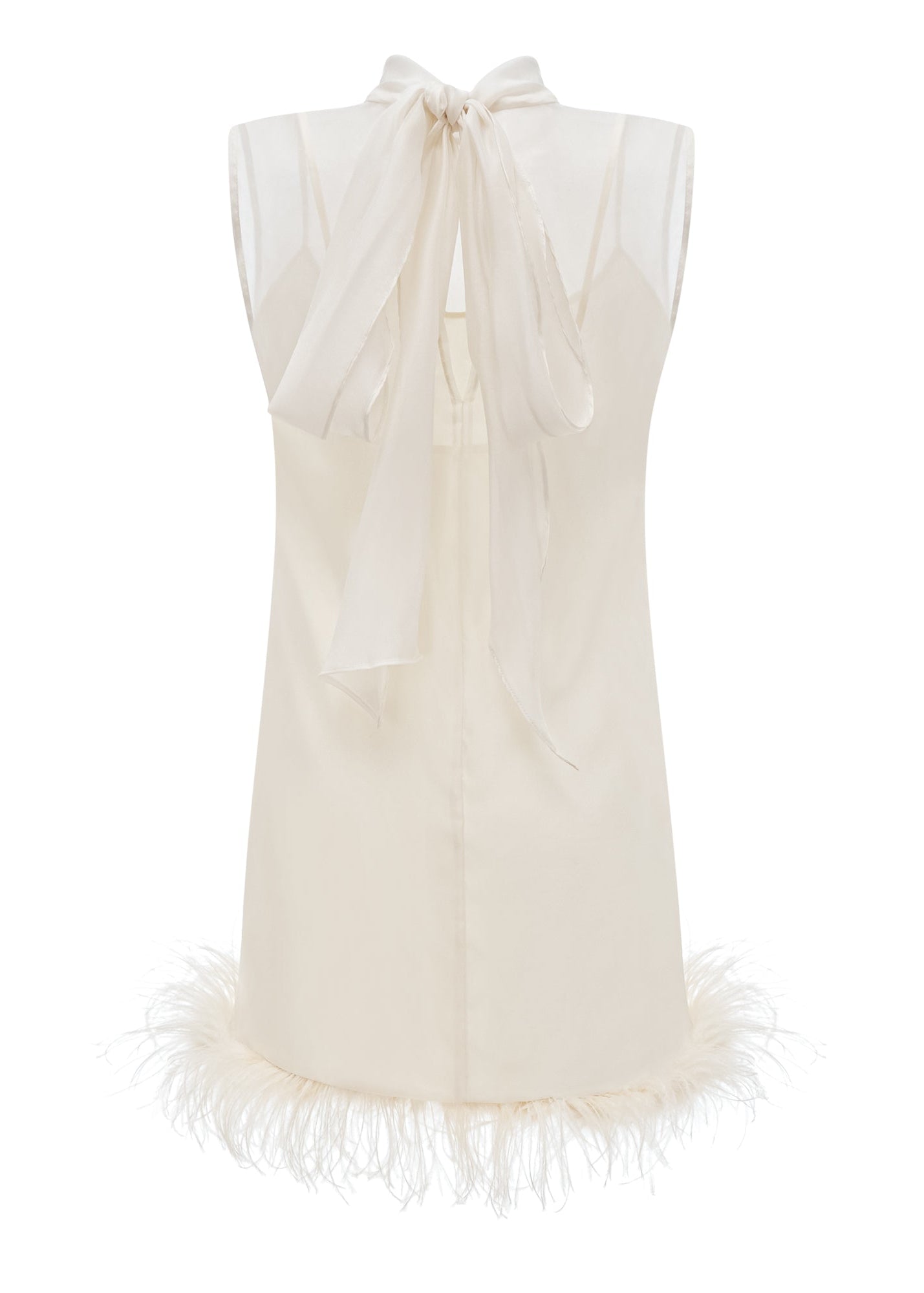 Anastasia White Feather Trim Mini Dress