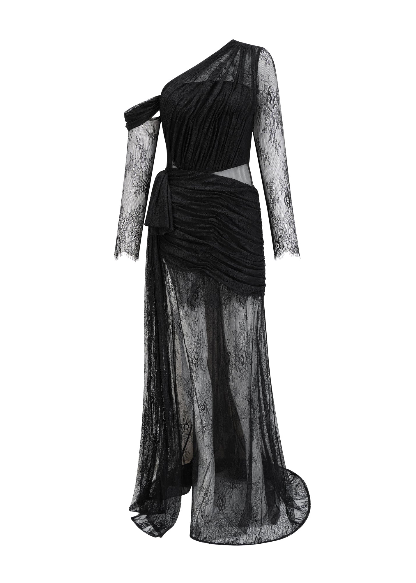 Odette Black One-Shoulder Cutout Maxi Dress