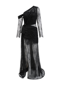 Odette Black One-Shoulder Cutout Maxi Dress