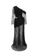 Odette Black One-Shoulder Cutout Maxi Dress