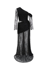 Odette Black One-Shoulder Cutout Maxi Dress