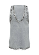 Marlene Blue Crystal Sleeveless Denim Mini Dress