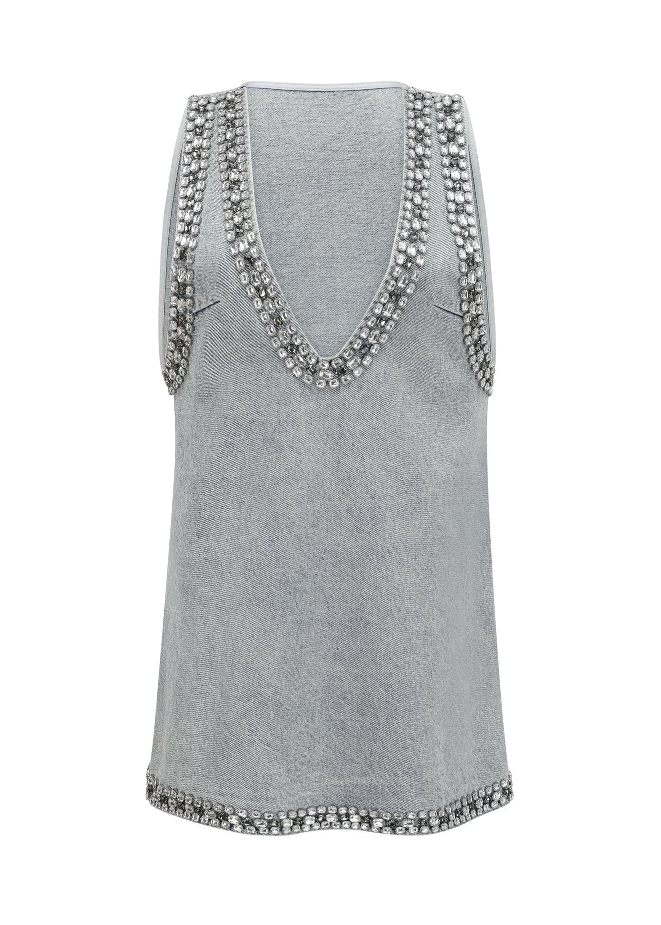 Marlene Blue Crystal Sleeveless Denim Mini Dress