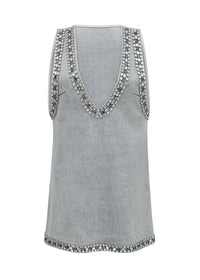 Marlene Blue Crystal Sleeveless Denim Mini Dress