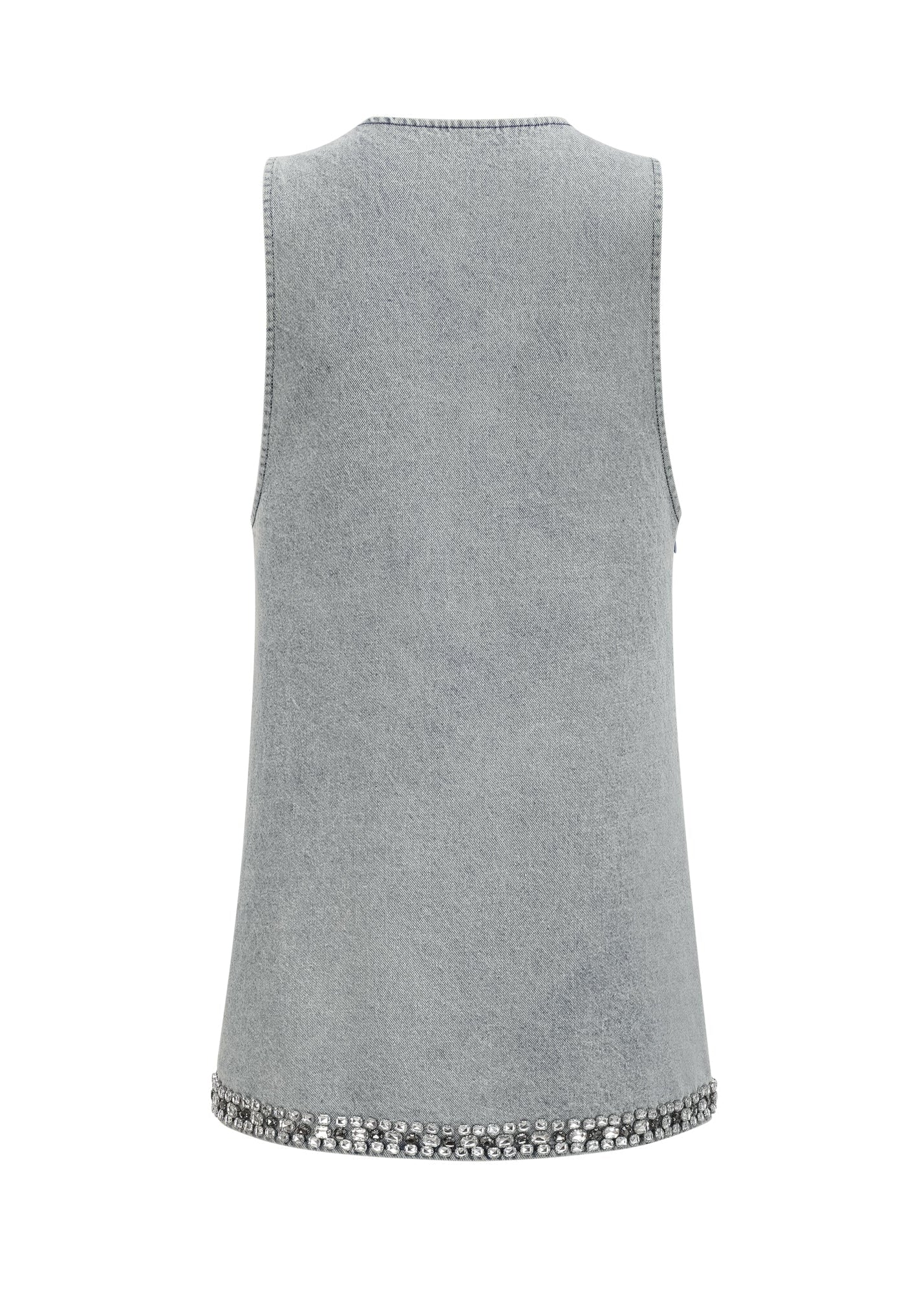 Marlene Blue Crystal Sleeveless Denim Mini Dress