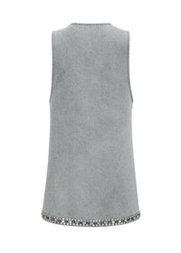 Marlene Blue Crystal Sleeveless Denim Mini Dress