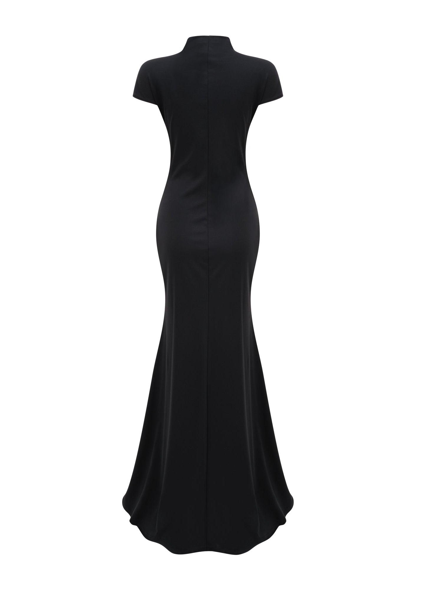 Aaphne Black Keyhole Maxi Dress With High Thigh Slit