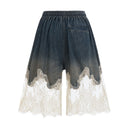 Laure Lace-Detail Denim Top & Shorts Matching Set