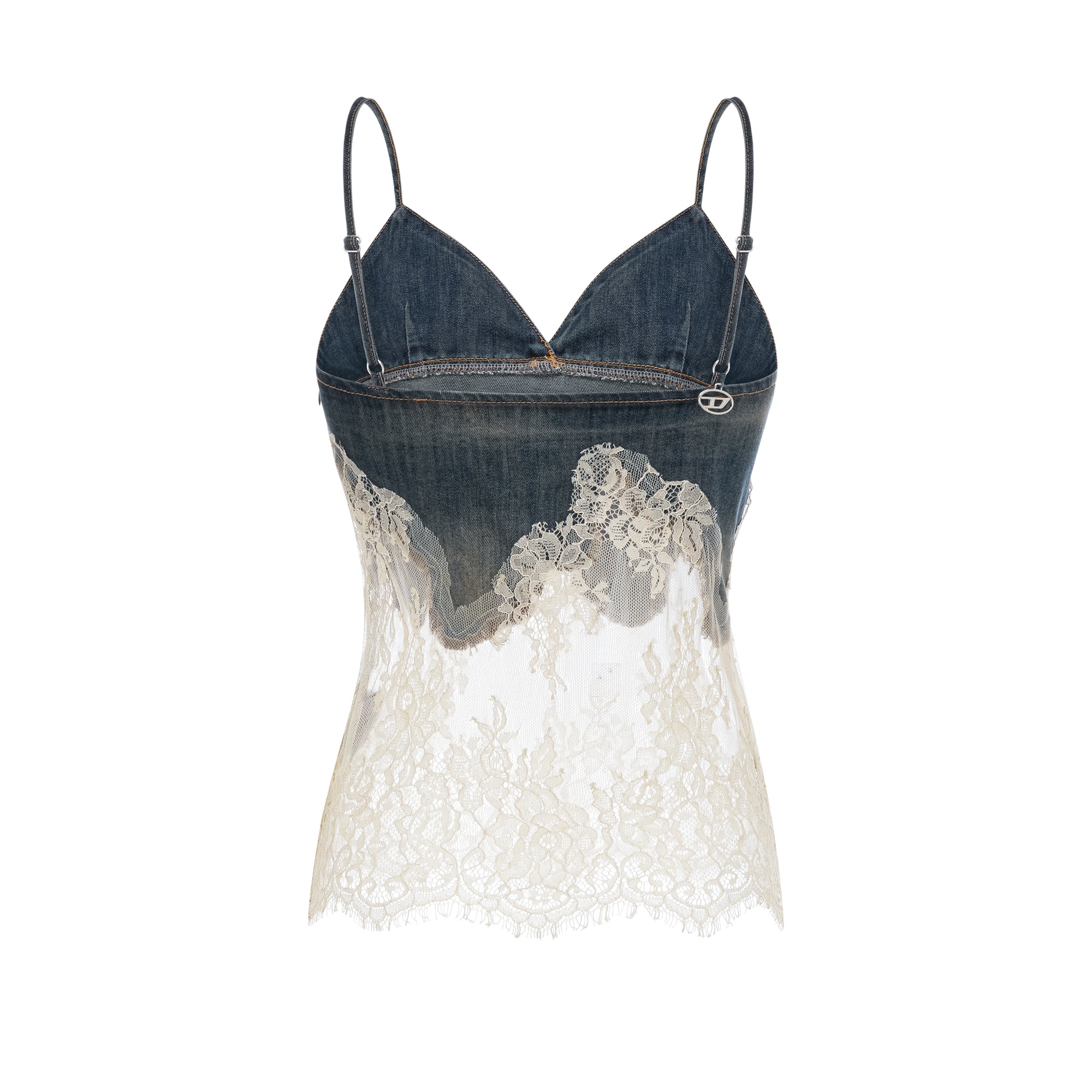 Laure Lace-Detail Denim Top & Shorts Matching Set