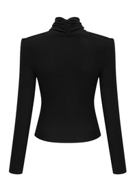 Solene Black Ruched Stretch-Jersey Top