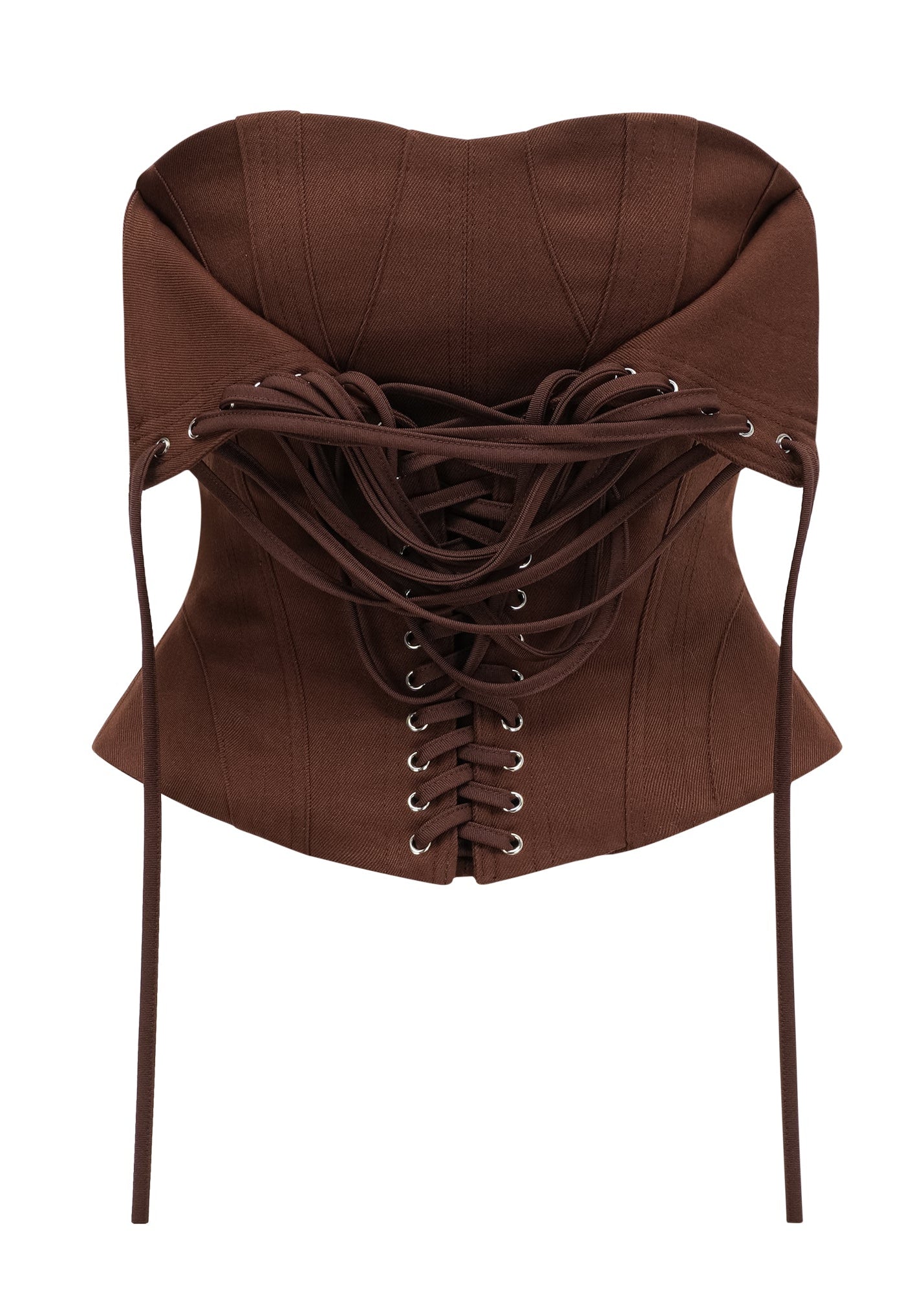 Analeia Brown Lace Up Corset Crop Top