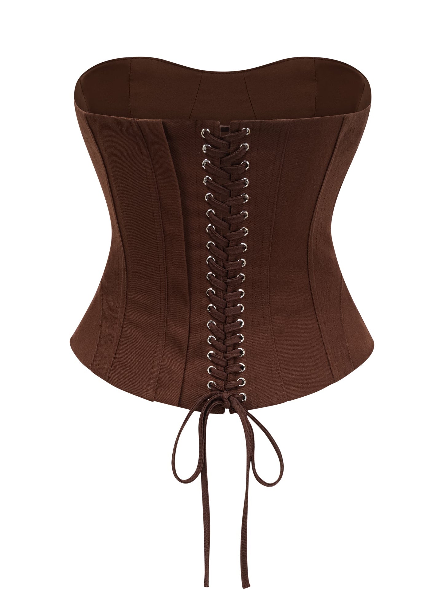 Analeia Brown Lace Up Corset Crop Top