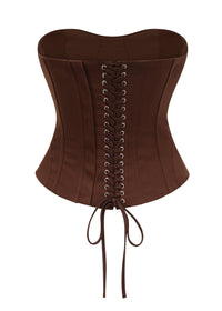 Analeia Brown Lace Up Corset Crop Top
