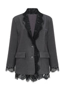 Margaux Grey Lace-Panel Blazer