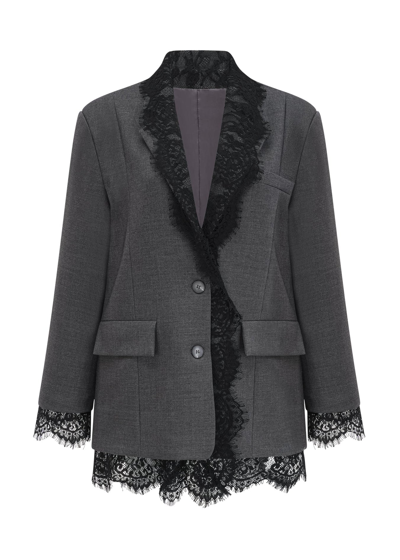Margaux Grey Lace-Panel Blazer