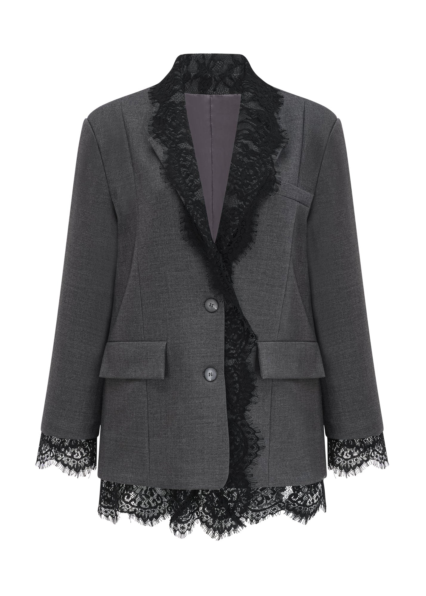 Margaux Grey Lace-Panel Blazer