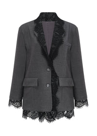 Margaux Grey Lace-Panel Blazer