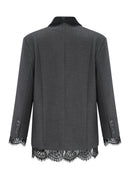 Margaux Grey Lace-Panel Blazer