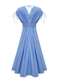 Sylvie Petal-Detail Drawstring Maxi Dress In Blue