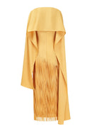 Juniper Yellow Fringed Maxi Dress With Shawl Detail