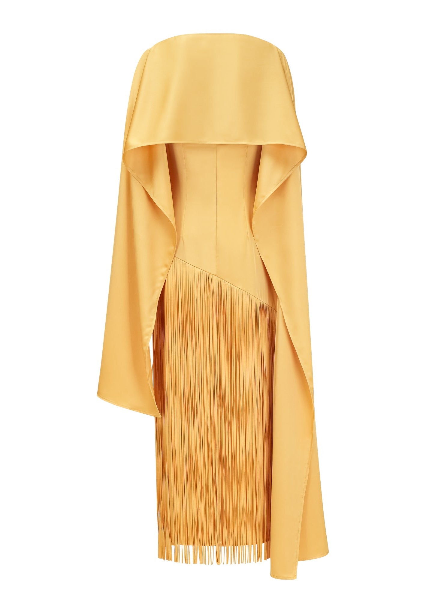 Juniper Yellow Fringed Maxi Dress With Shawl Detail