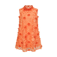Anais Orange Faux-Flower Mini Dress