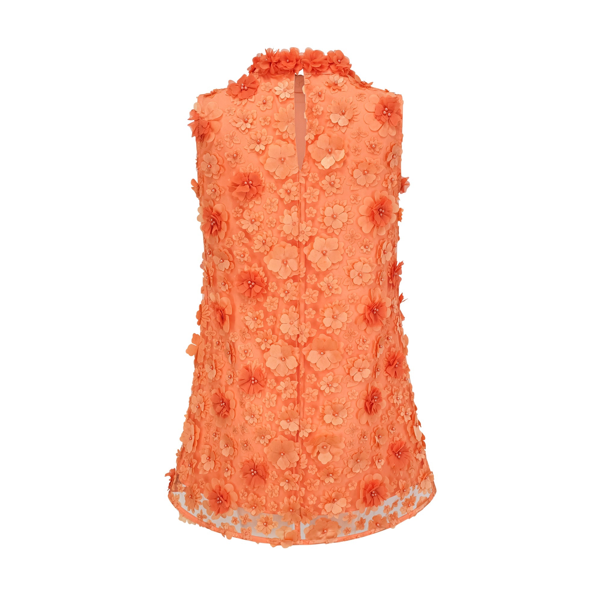 Anais Orange Faux-Flower Mini Dress