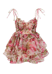 Jameon Strawberry-Print Tiered Mini Dress