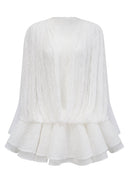 Valentine White Semi-Sheer Lace Top & Shorts & Dress Matching Set