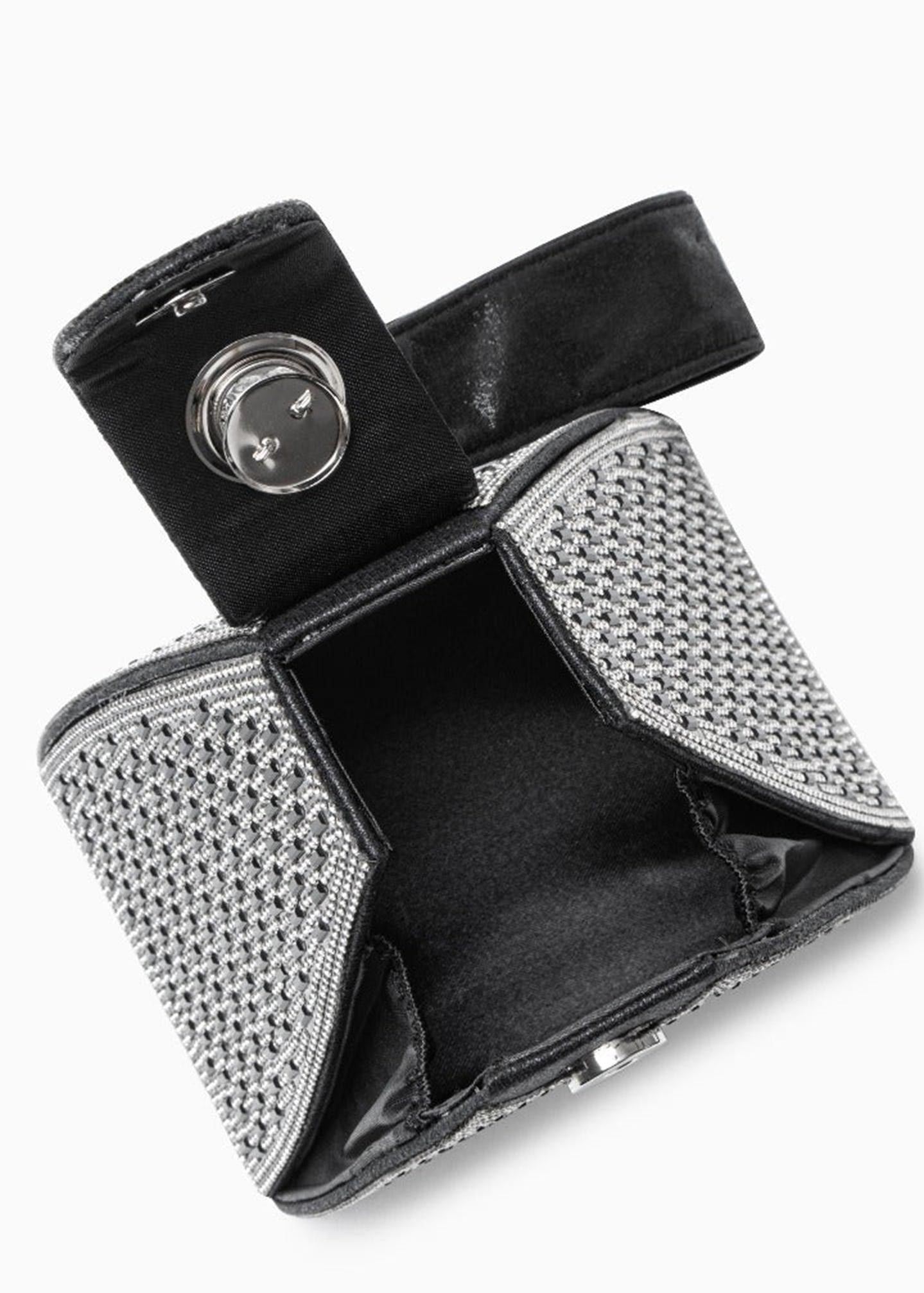 Aelunara Rhinestone-embellished Pyramid Handbag