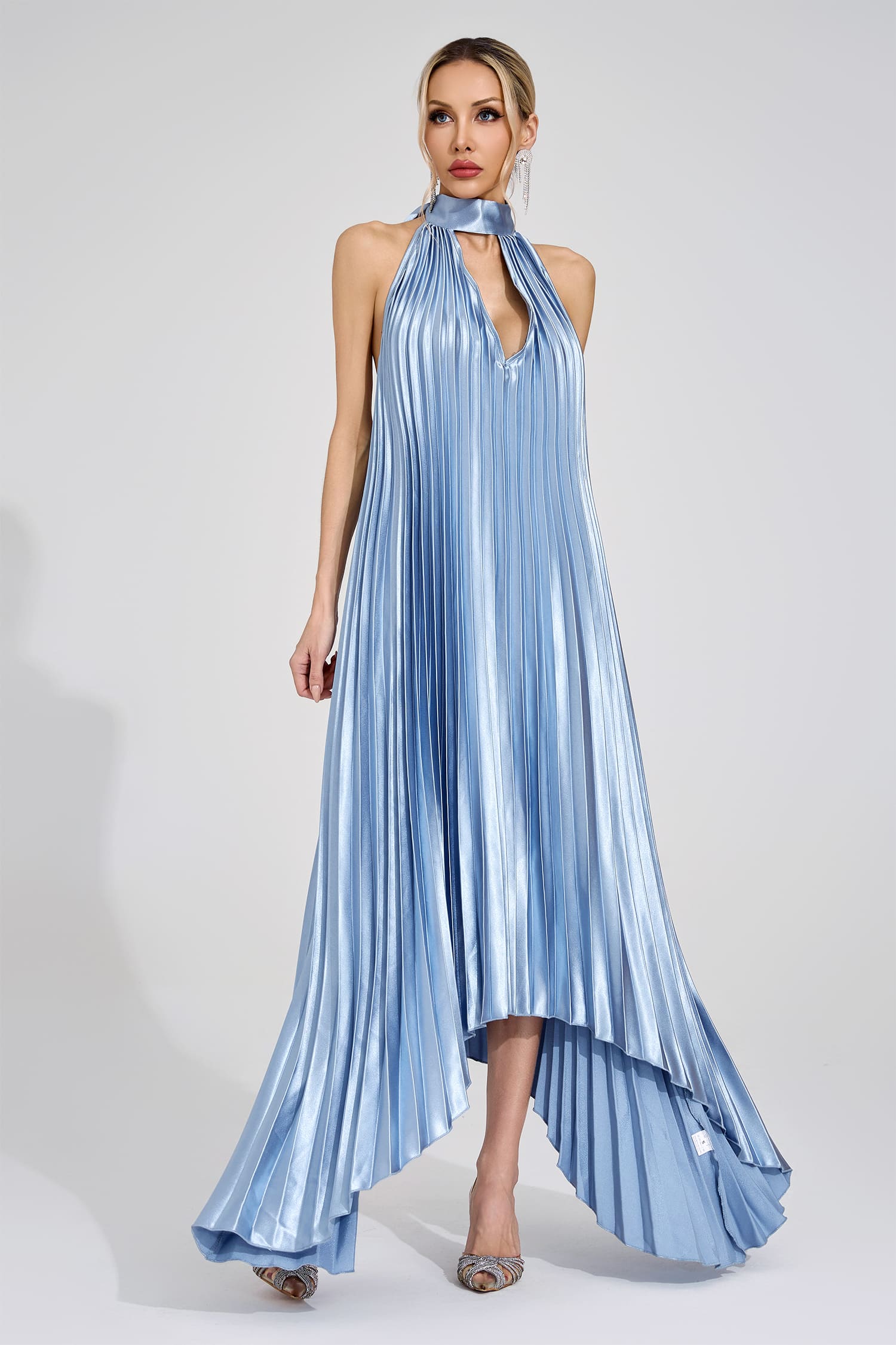 Galedrix Silver Halter Maxi Dress