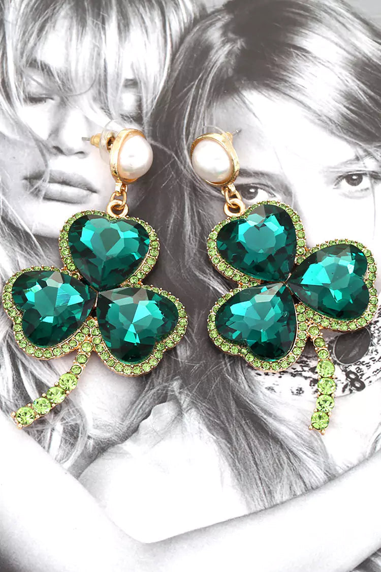 Akihiko Emerald Clover Earrings