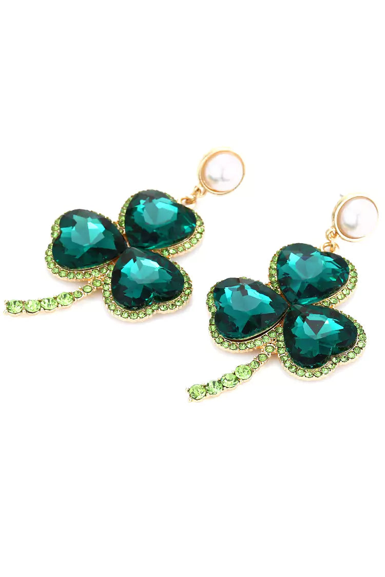 Akihiko Emerald Clover Earrings
