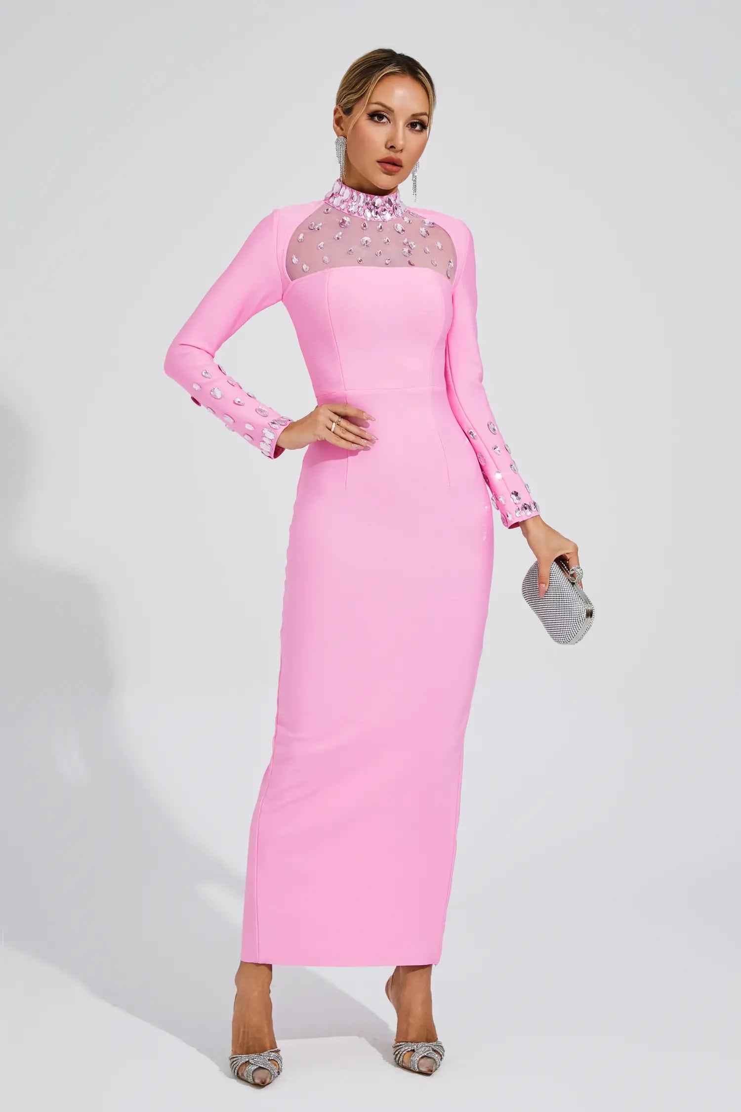 Darren Pink Diamond Bandage Dress