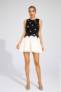 Faeldriel Sequins Sleeveless Mini Dress In Black