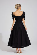 Seldraven Black Floral Maxi Dress