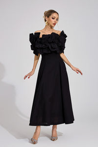 Seldraven Black Floral Maxi Dress